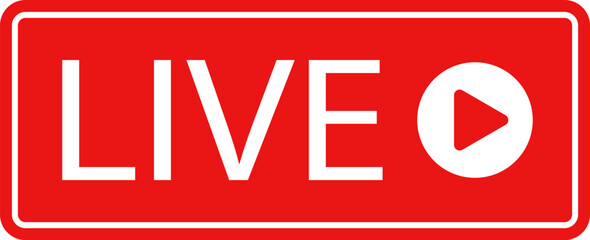 Live streaming icon . Live broadcast video broadcasting icon. Red button sign for news, shows, video, TV, movies. Vector illustration .