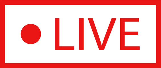Live streaming icon . Live broadcast video broadcasting icon. Red button sign for news, shows, video, TV, movies. Vector illustration .