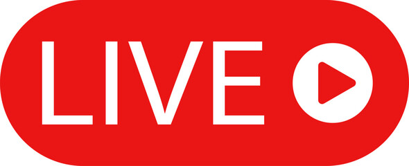 Live streaming icon . Live broadcast video broadcasting icon. Red button sign for news, shows, video, TV, movies. Vector illustration .