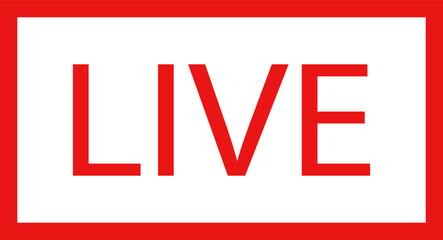 Live streaming icon . Live broadcast video broadcasting icon. Red button sign for news, shows, video, TV, movies. Vector illustration .