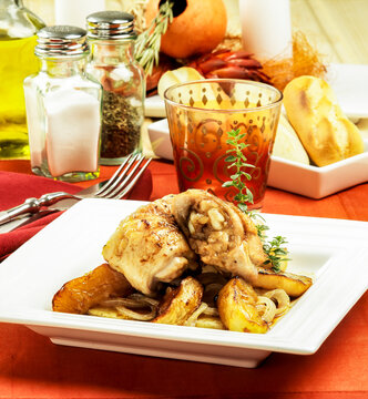 pollo con manzana y naranja 