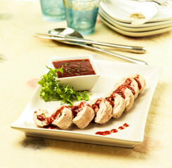 supremas de pavo con chutney de frambuesa