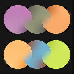 Three merged gradient circles with grain texture, good for logo design, text background