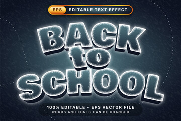 back to school 3d text effect and editable text effect with blackboard background