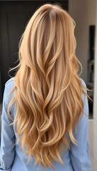 Naklejka premium Long wavey blonde hair background, banner poster header design