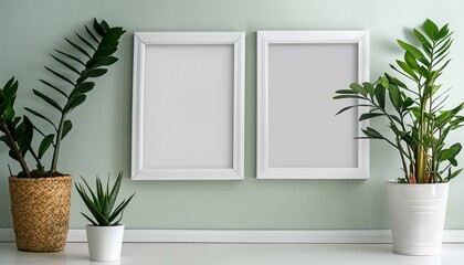 Interior Mockup with two white frames against the background