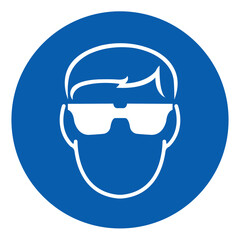 ISO mandatory safety signs eye protection required symbol and pictogram only size 1 x 1 round shape