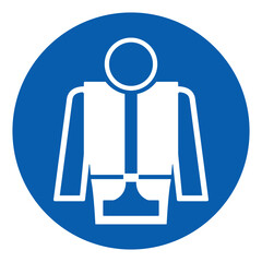 ISO mandatory safety signs life jacket required symbol and pictogram only size 1 x 1 round shape