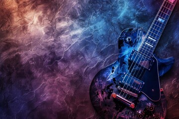 Purple Guitar Accessories and Musician in Flash Photography. Music concept