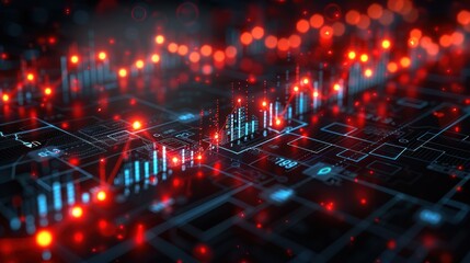 Fototapeta premium Abstract representation of data and technology, featuring red and blue lights