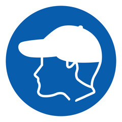 ISO mandatory safety signs wear cap symbol and pictogram only size 1 x 1 round shape