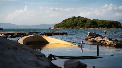 Shipwreck on a small Mediterranean tropical island