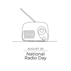 Obraz premium National Radio Day vector design template good for celebration usage. line art. continuous line. vector eps 10.