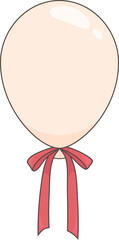 white balloon and red ribbon