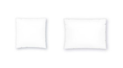 Square, rectangular and bolster pillow. Pillow mockup in front view. Design element for spa, brands and salons. Vector