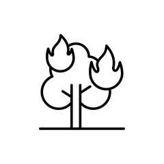 Forest fire outline icons, minimalist vector illustration ,simple transparent graphic element .Isolated on white background