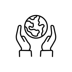 Protect earth outline icons, minimalist vector illustration ,simple transparent graphic element .Isolated on white background