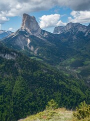 Scenic view of Mont Aiguille in the Vercors in France