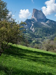 Scenic view of Mont Aiguille in the Vercors in France