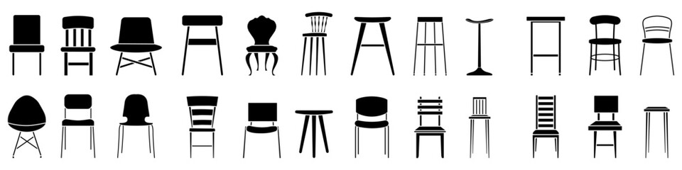 Chair icon vector set. Armchair illustration sign collection. Furniture symbol or logo.