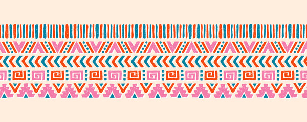 Hand drawn abstract seamless pattern, ethnic background, aztec style - great for textiles, banners, wallpapers, wrapping - vector design