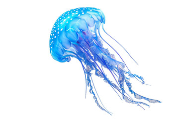 Glowing Bioluminescent Jellyfish Isolated on Transparent Background