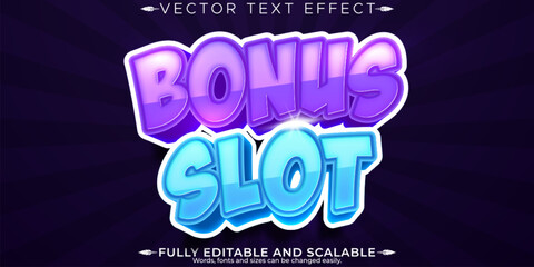 Fototapeta premium Bonus slot text effect, editable casino and vegas text style