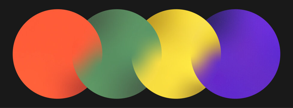 Four merged gradient circles with grain texture, good for logo design, text background