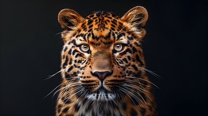 Portrait of a Majestic Amur Leopard with Intense Gaze and Intricate Fur Patterns