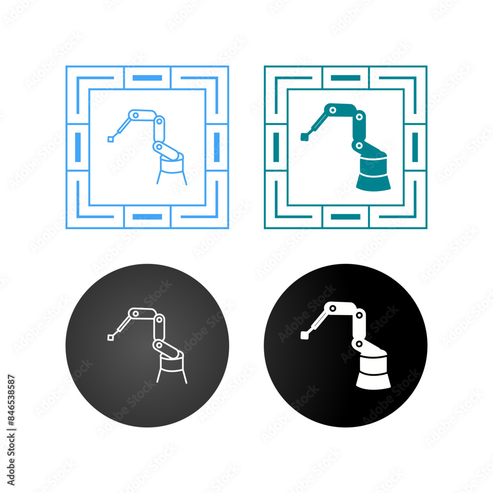 Poster industrial robot vector icon