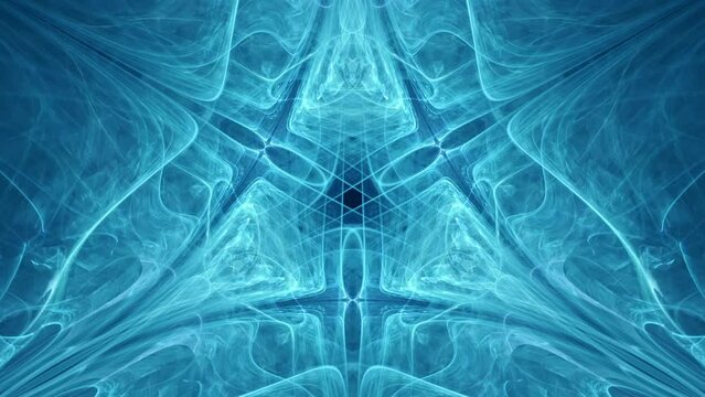 Spellbinding fractal slowly taking you deeper into calming meditative consciousness with alluring blue geometric shapes endlessly looping.  