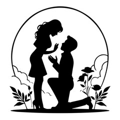 marriage proposal  vector design silhouette illustration