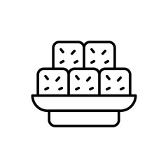 Tofu outline icons, minimalist vector illustration ,simple transparent graphic element .Isolated on white background
