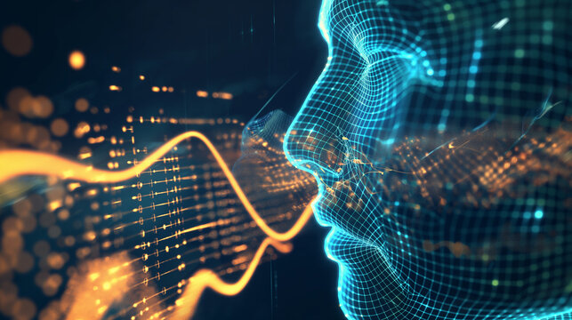 Conversational AI Concept with Natural Language Processing and Computational Linguistics: AI-based Virtual Assistant Generating Voice as Sound Wave Visualization