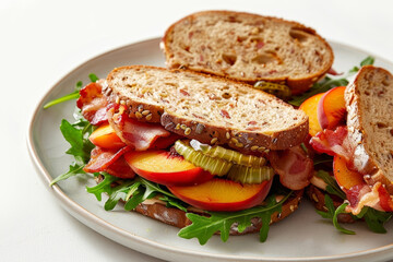 Irresistible Bacon, Peach, and Arugula Sandwich: A Culinary Masterpiece