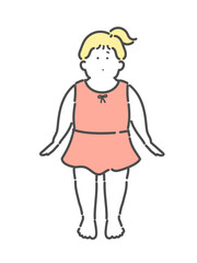 水着を着た女の子のイラスト　子ども　プール