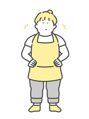 腰に手を当てながら怒る主婦　イラスト