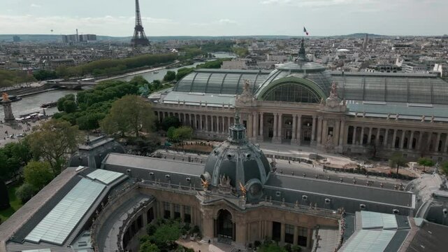 Grand Palais in Paris, France. Aerial drone view
