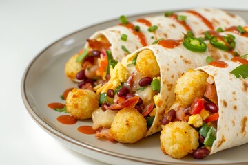 Delicious Tater Tot and Bacon Breakfast Wrap