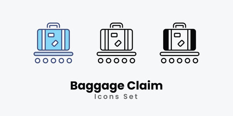 Baggage Claim icons vector set stock illustration