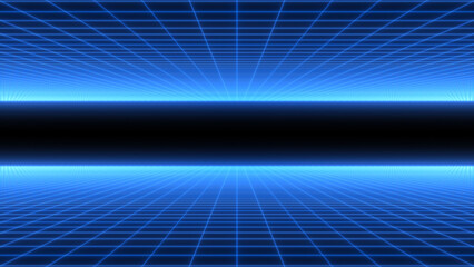 未来的な青いグリッドのワイヤーフレーム　仮想空間背景