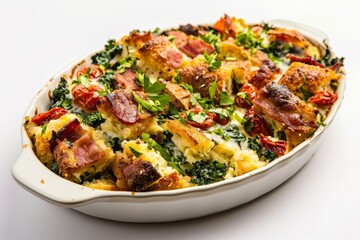 Delectable Bacon and Kale Strata with Sundried Tomatoes and Chopped Parsley