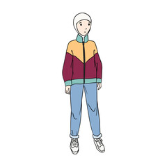 Hijab Girl in Jeans and Retro Jacket
