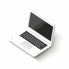 New Opened NoteBook. Portable Computer. Laptop. On the white background.