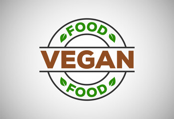 Vegan food logo sign with leaves. Bio, Ecology, Organic Logos and Label. Vegan food diet icon