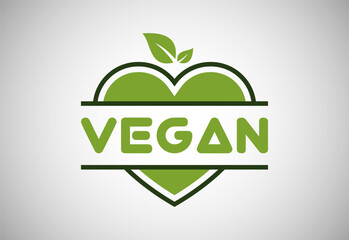 Vegan food logo sign with leaves. Bio, Ecology, Organic Logos and Label. Vegan food diet icon