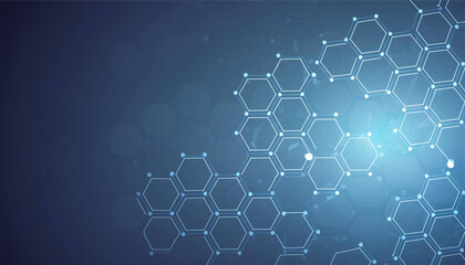 Obraz premium Scientific molecule background for medicine, science, technology, chemistry. DNA digital, sequence, code structure. Science concept and nano technology background. Polygon vector wireframe concept