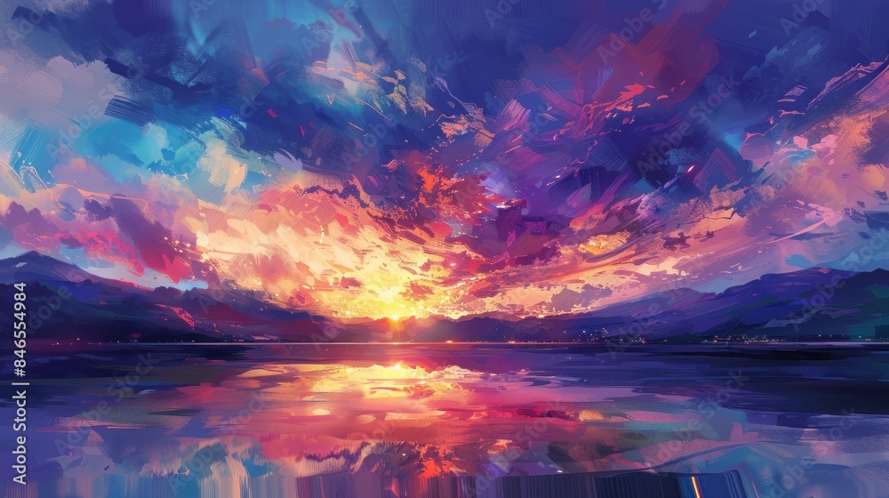 Canvas Prints beautiful landscape background sky clouds sunset . light colours purple - Canvas Prints