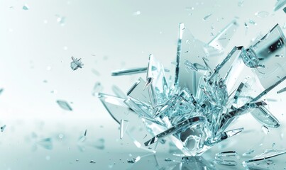 Cracked glass shards flying