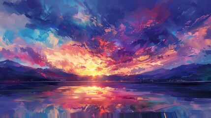 Fototapeta premium Beautiful Landscape Background Sky Clouds Sunset . Light Colours Purple